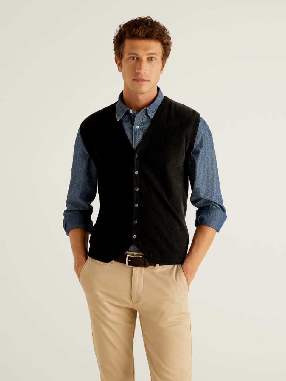Blue sweater vest mens discount