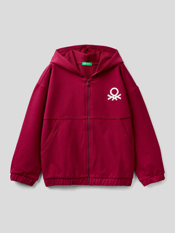 Warm sweatshirt with zip and embroidered logo Junior Girl