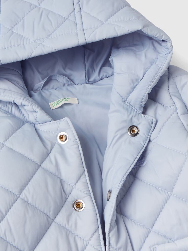 STEEL BLUE COAT IN QUILTED NYLON, BABY