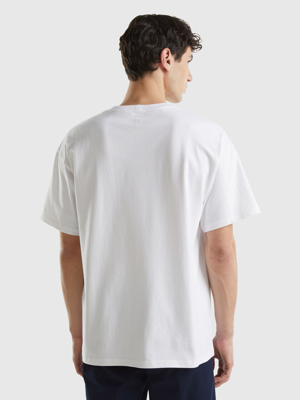Oversized t-shirt in organic cotton - White | Benetton