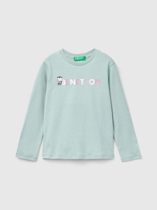 Organic cotton t-shirt with glittery print Junior Girl