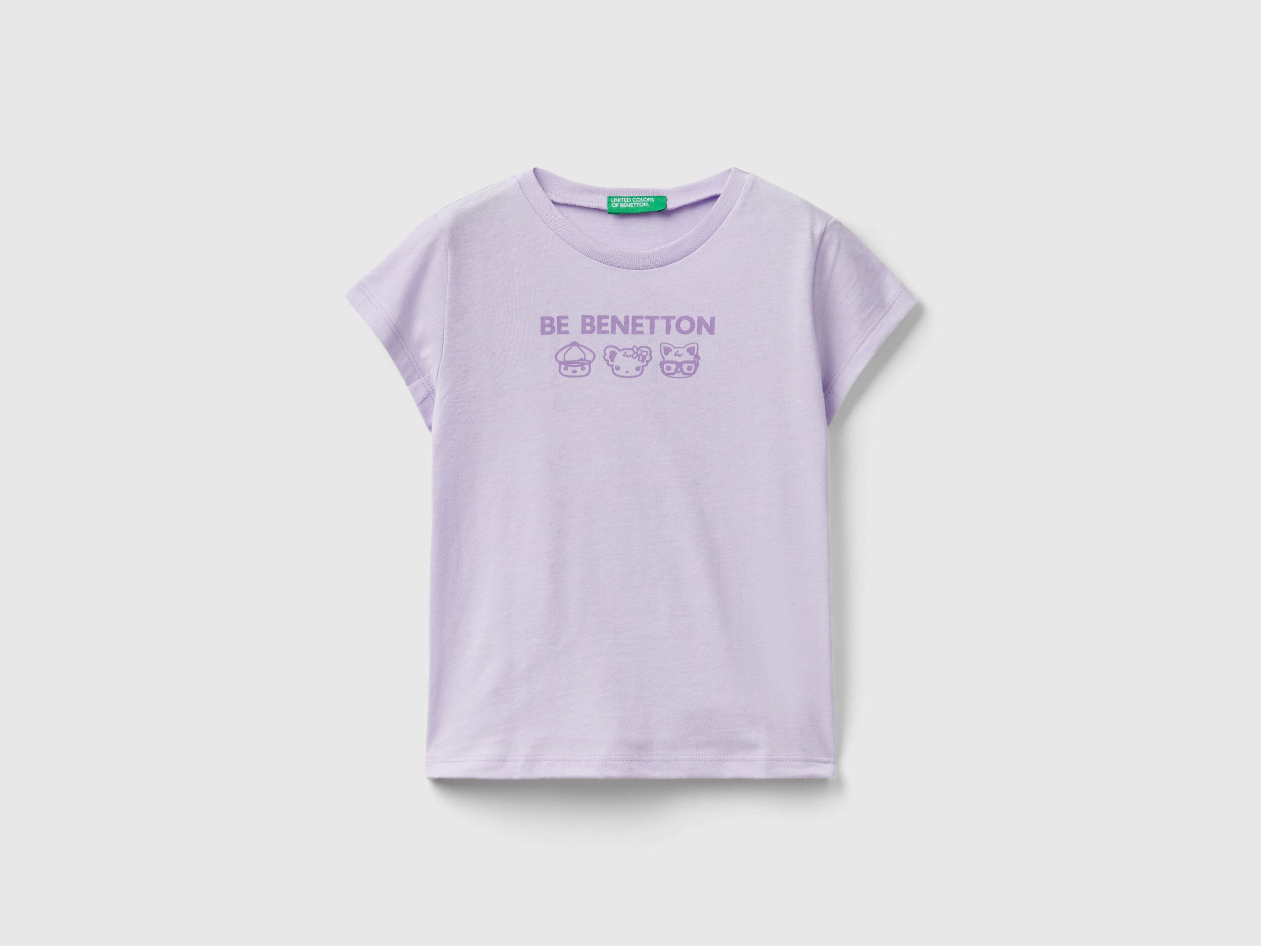 100 cotton t shirt with print Lilac Benetton
