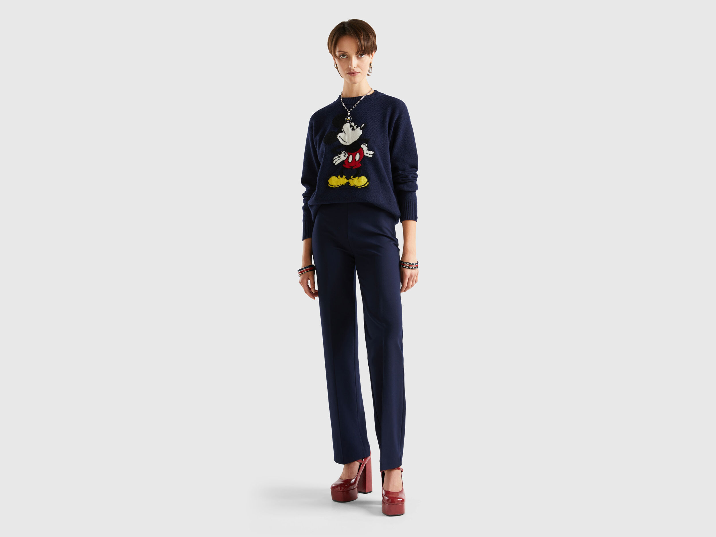 Mickey Mouse sweater in wool blend Dark Blue Benetton