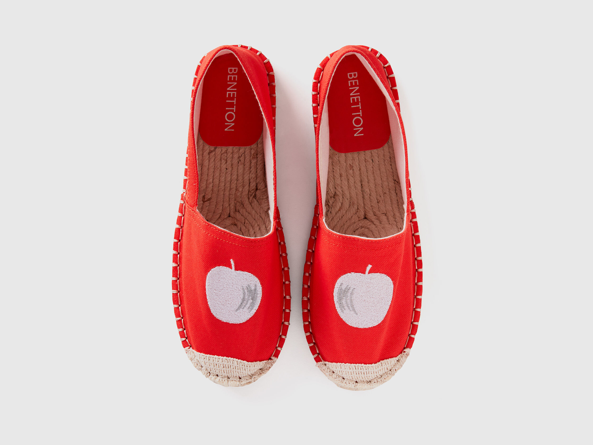 Red espadrilles with apple pattern Red Benetton