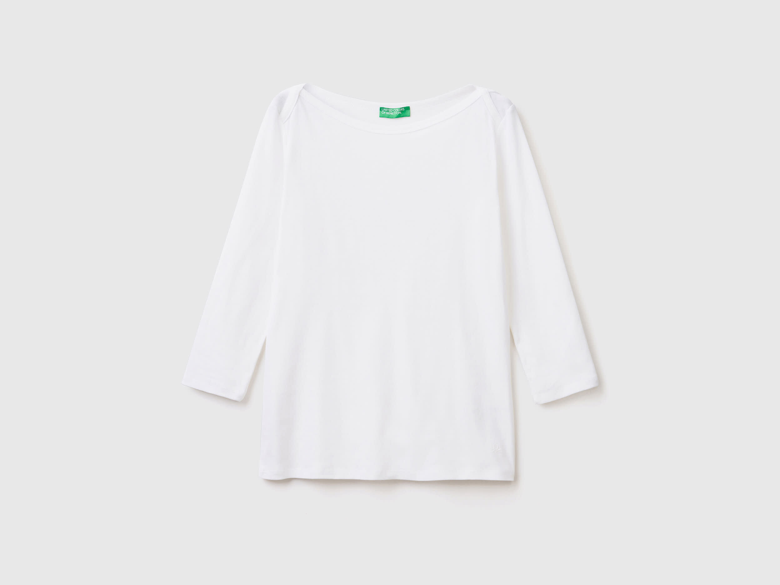 レビュー高評価アイテム特集｜ファッション通販 T-shirt with boat neck in 100% cotton - White | Benetton トップス