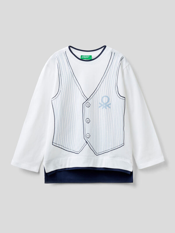 Warm t-shirt with vest print Junior Boy