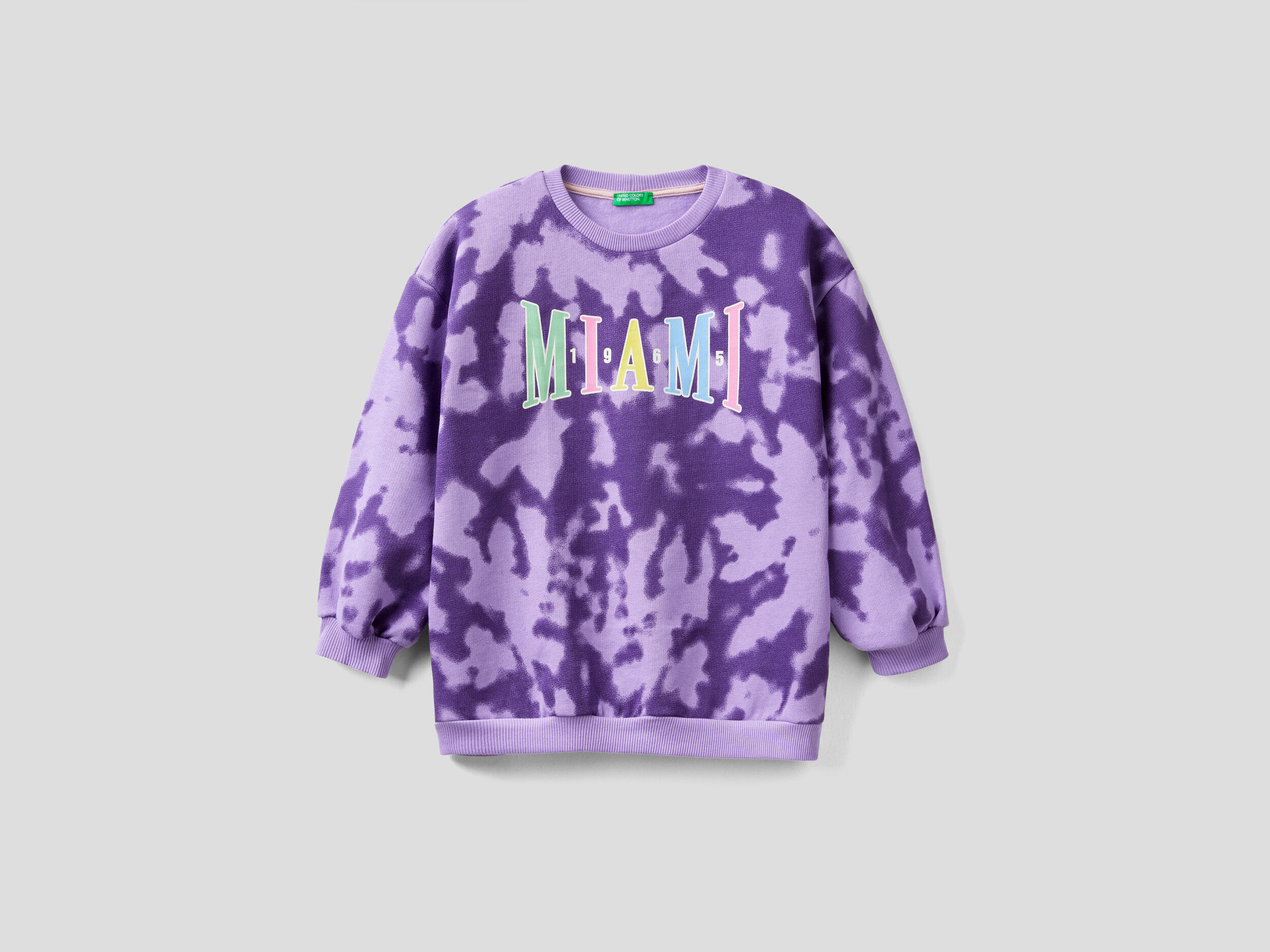 Sudadera tie dye de manga larga Morado Benetton