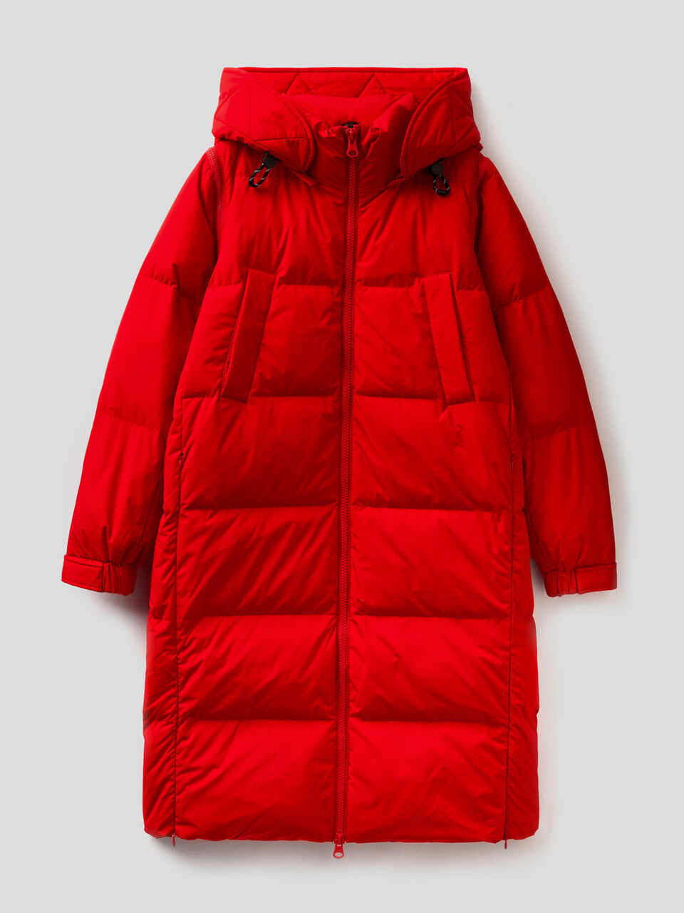 Long puffer jacket with removable sleeves image number 1