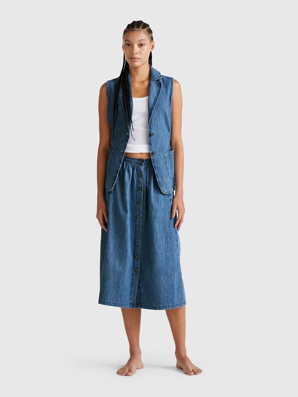 Jean skirt with buttons Women