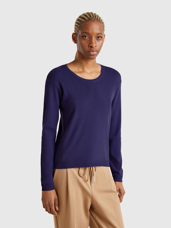 Crew neck sweater in pure cotton Women