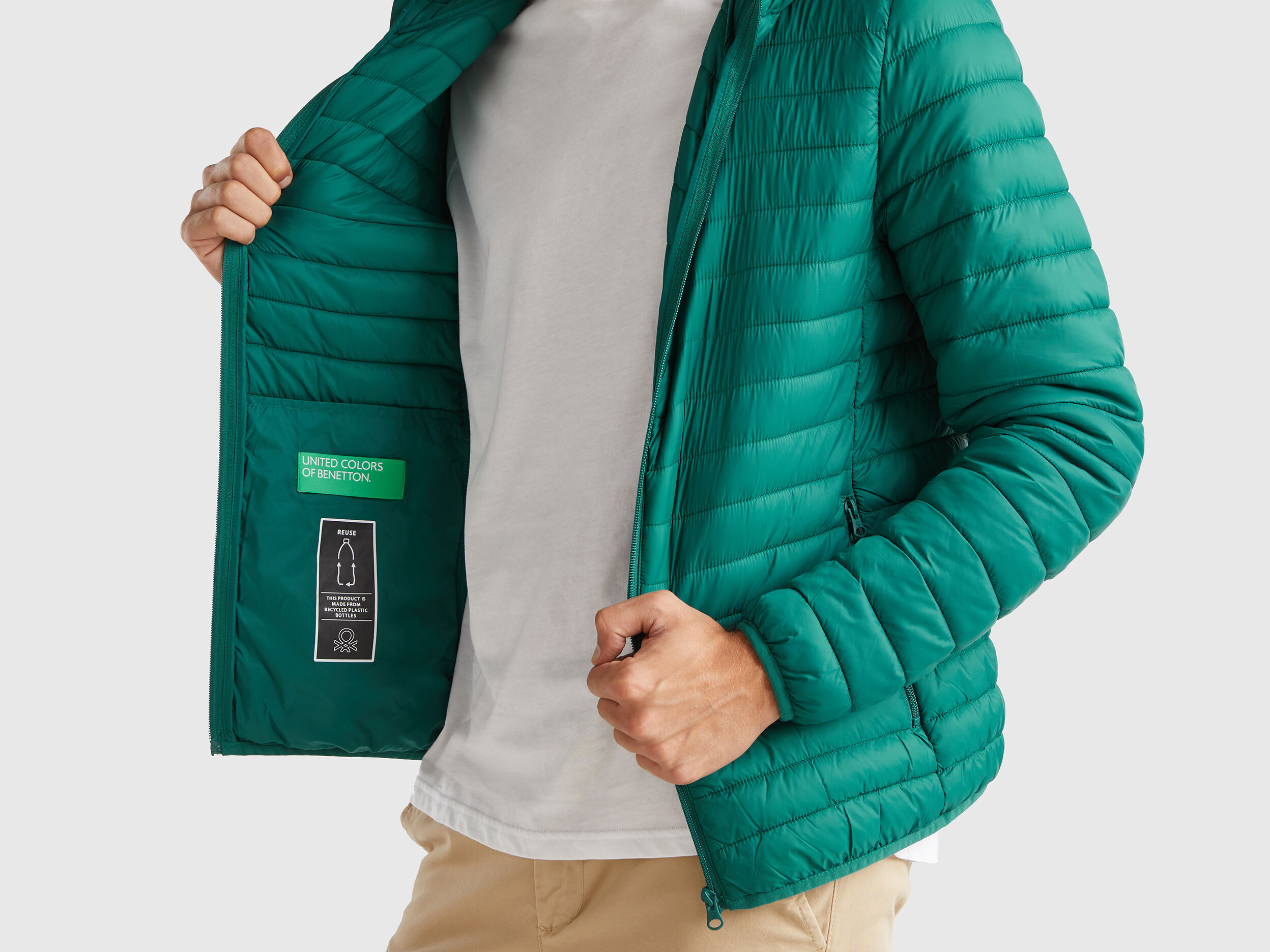 Padded jacket with recycled wadding Dark Green Benetton