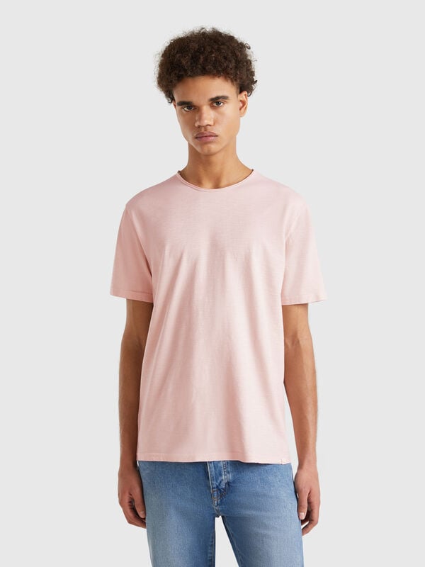 Camiseta rosa empolvado de algodón flameado Hombre