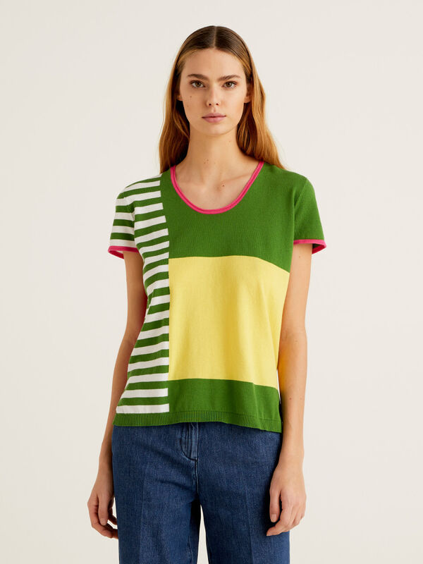 Jersey de tricot color block Mujer