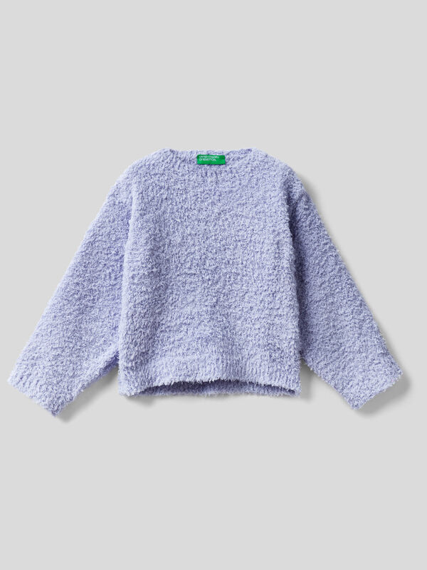 Lilac boxy fit sweater with bouclé look Junior Girl