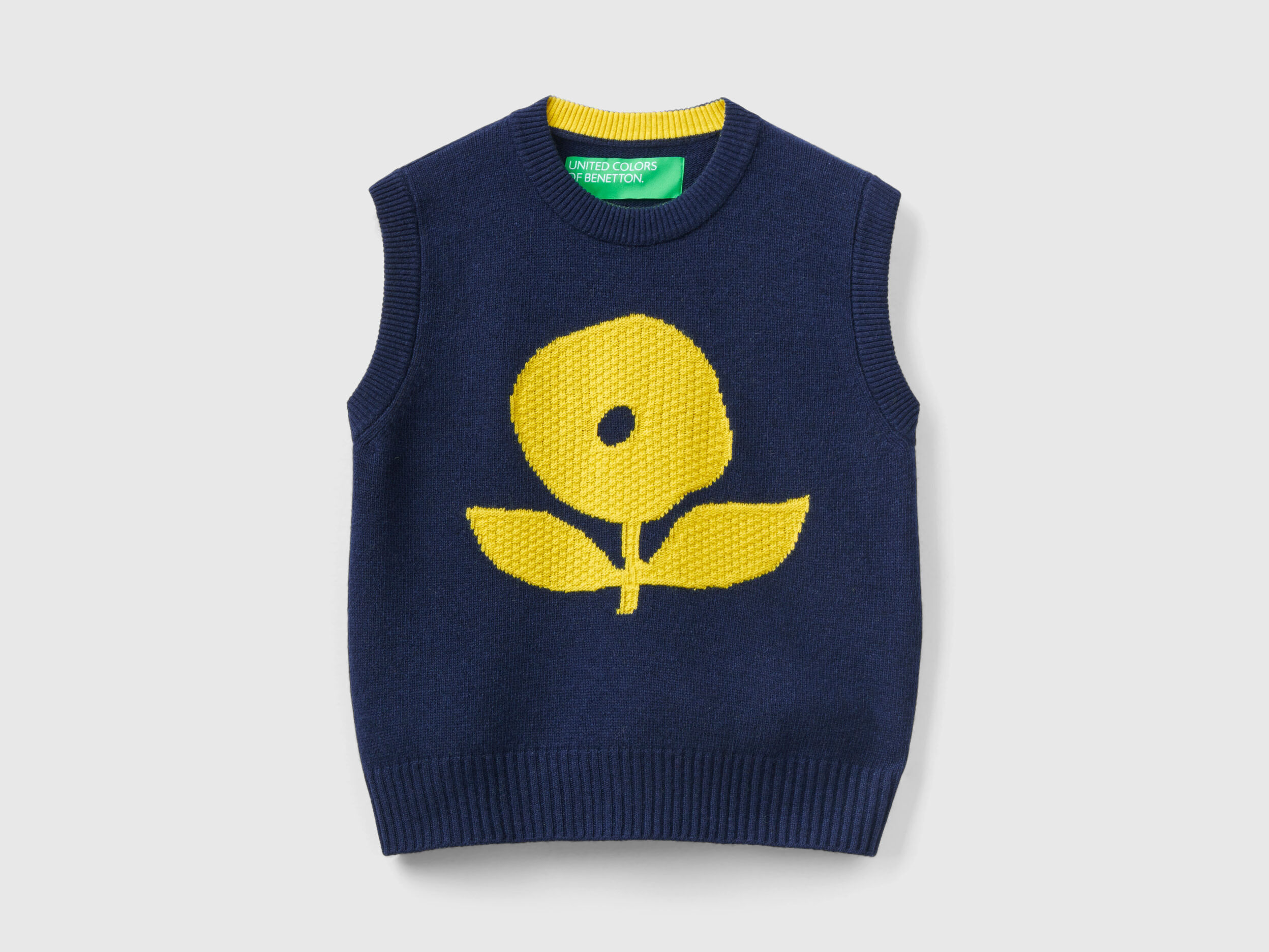 Vest with floral inlay Dark Blue Benetton