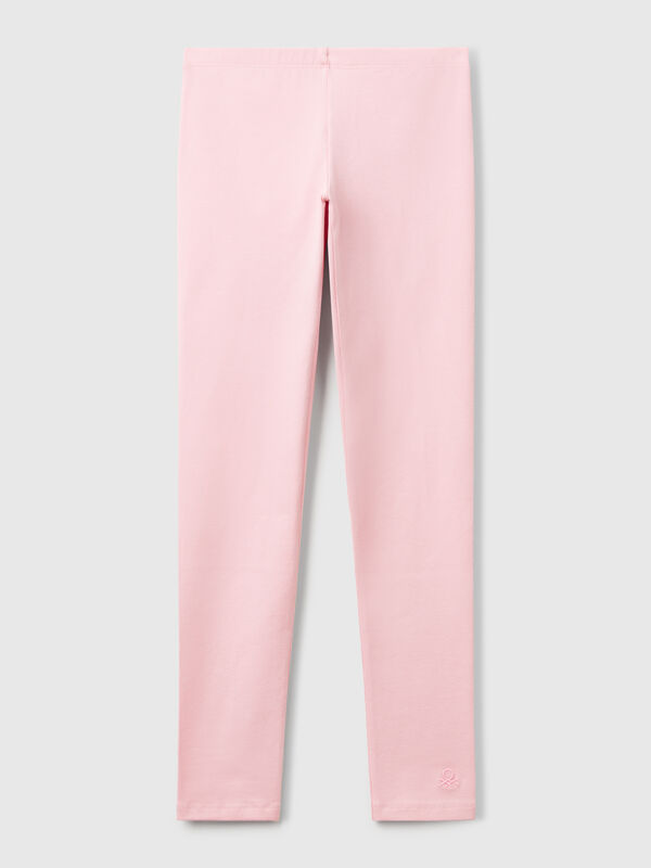 Leggings in stretch cotton with logo Junior Girl