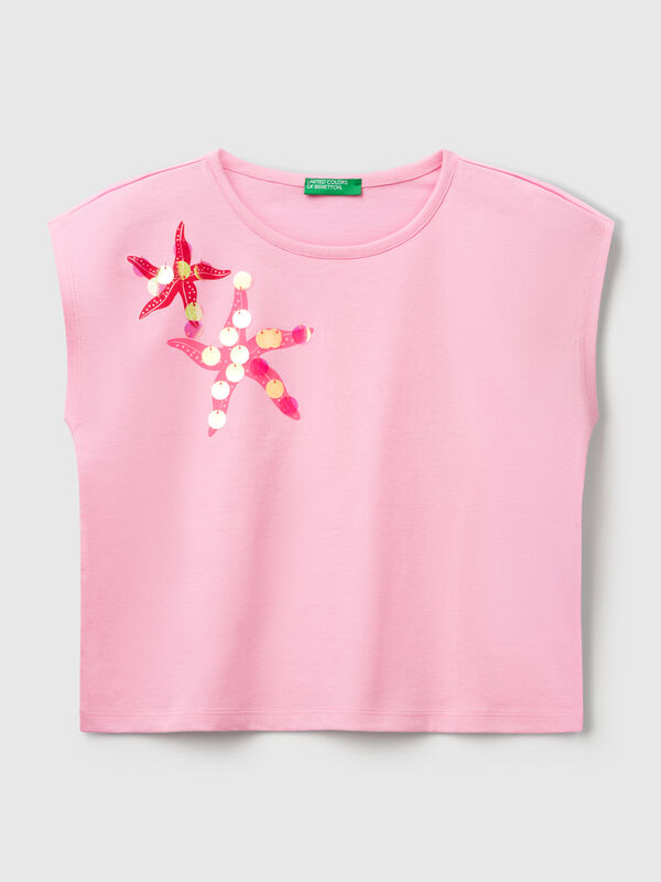 Camiseta con estampado y lentejuelas Niña