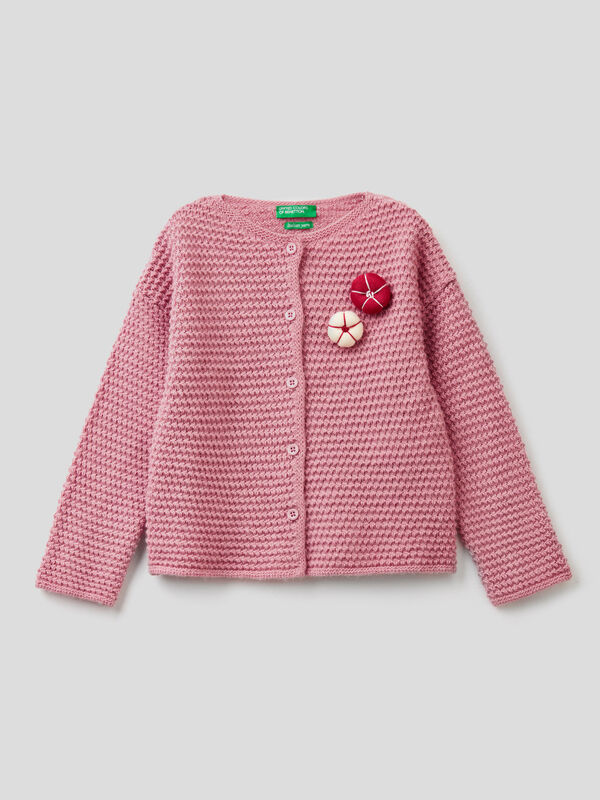 Cardigan with flower patch Junior Girl