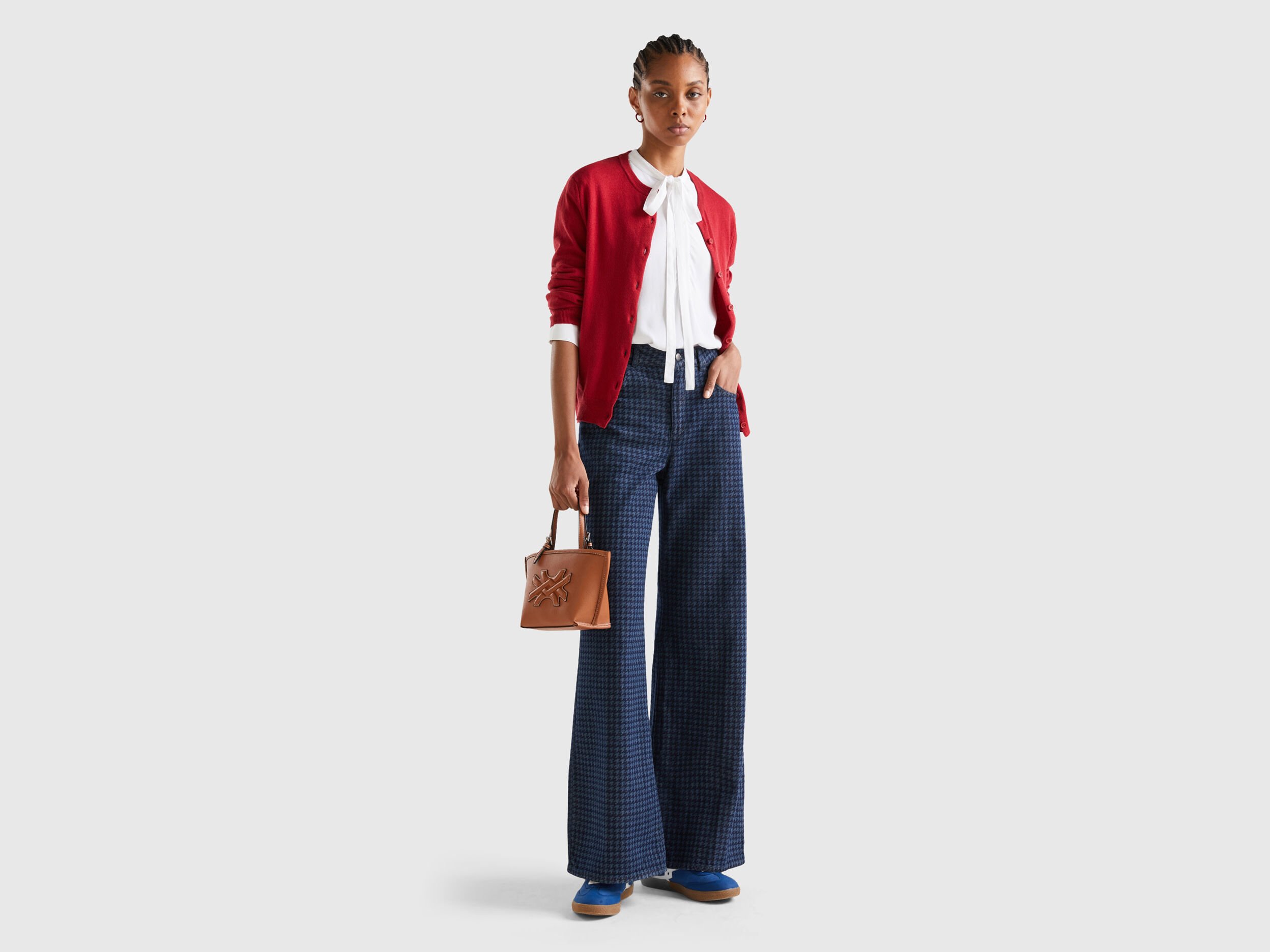 Brick red cardigan in cashmere and wool blend Brick Red Benetton