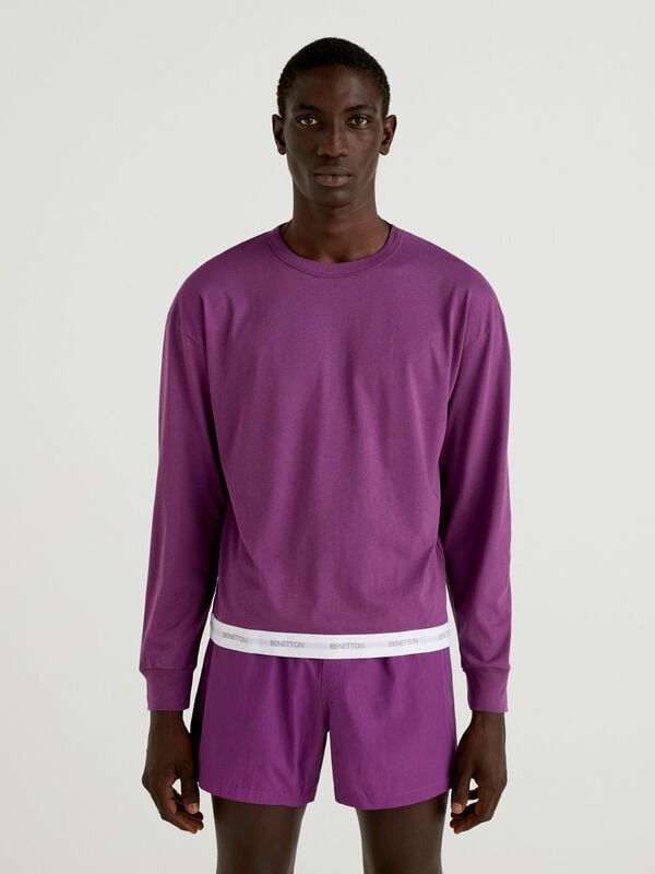 Purple sweatshirt with logoed elastic Men