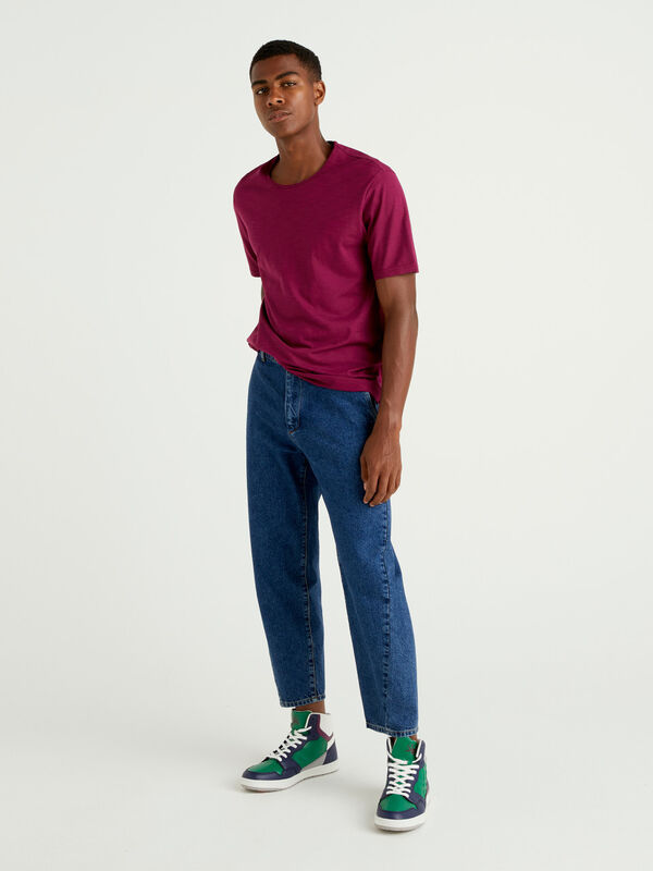 Cropped 100% cotton jeans Men
