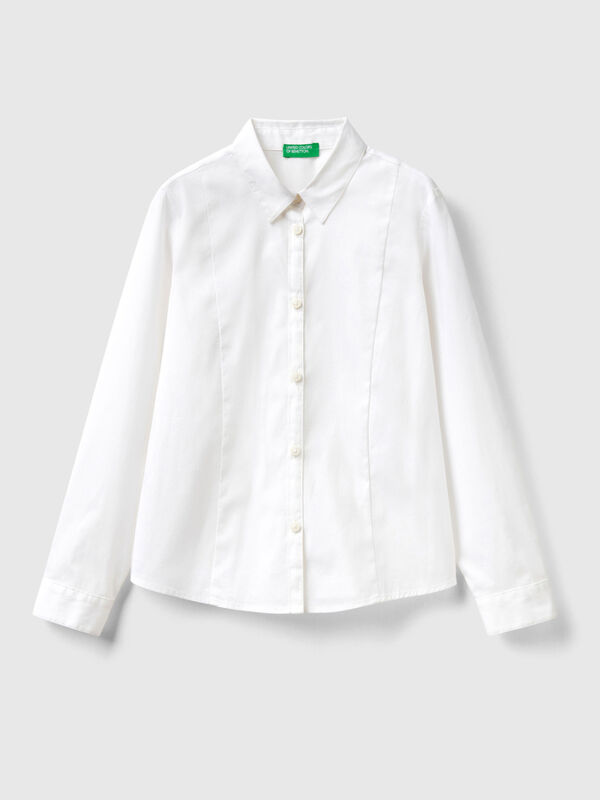 Camisa blanca de algodón elástico mixto
