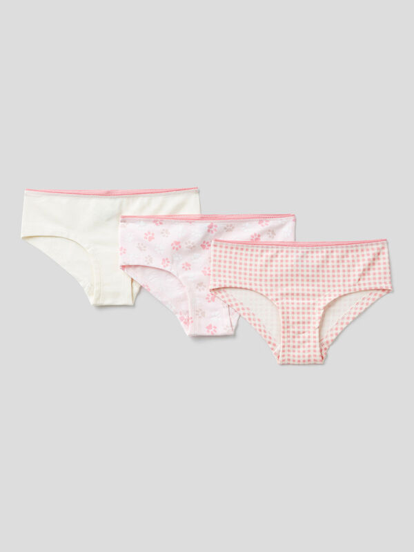 Three pairs of underwear in stretch cotton Junior Girl