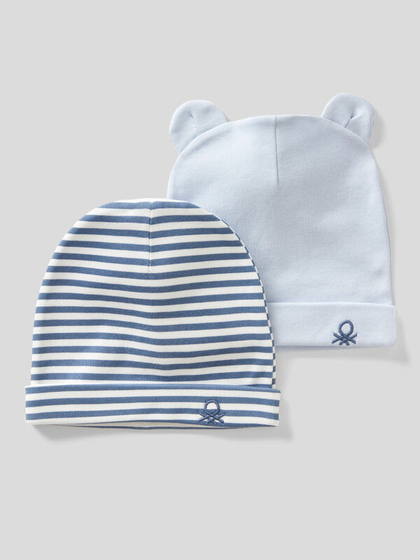 Two hats in 100% organic cotton New Born (0-18 months)