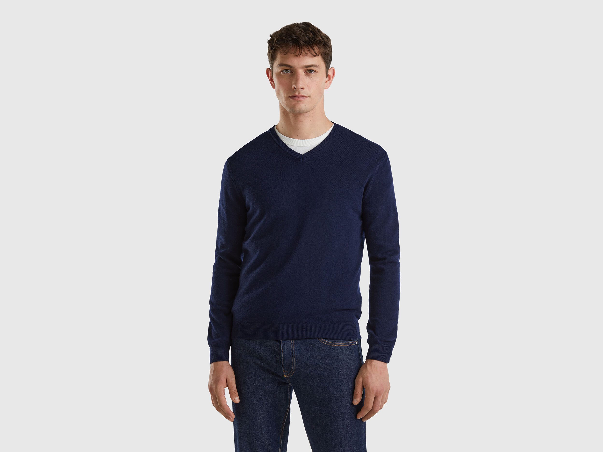 V neck sweater navy top