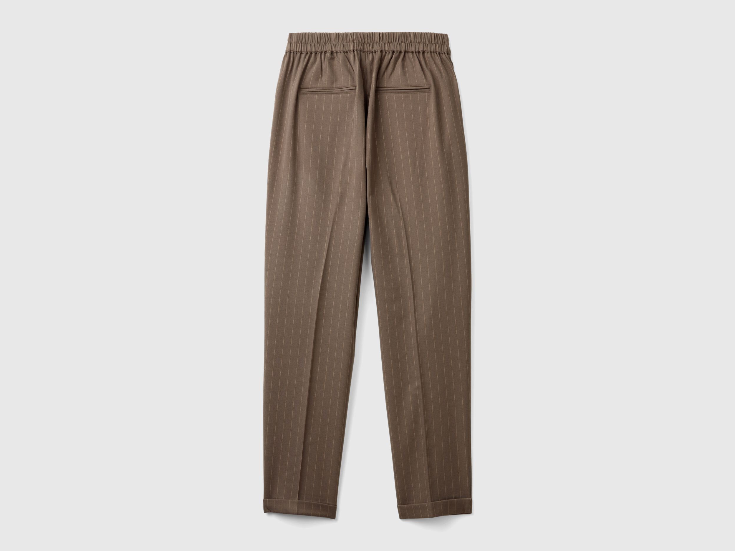 Pinstripe flannel trousers - Dove Gray | Benetton