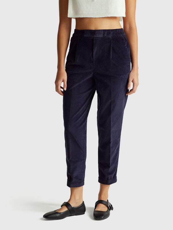 Pantalones chinos de terciopelo con cintura elástica Mujer