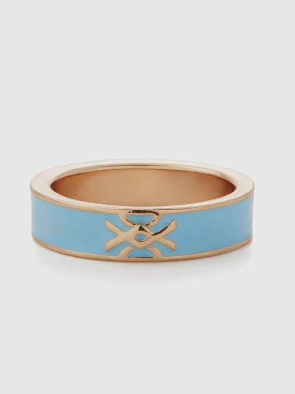 Sky blue band ring with logo Women