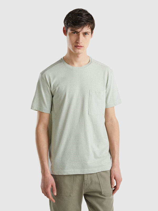 Camiseta de rayas de lino mixto Hombre