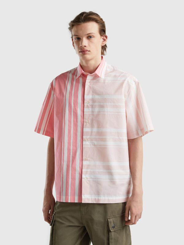 Camisa de patchwork rosa y rosa claro Hombre