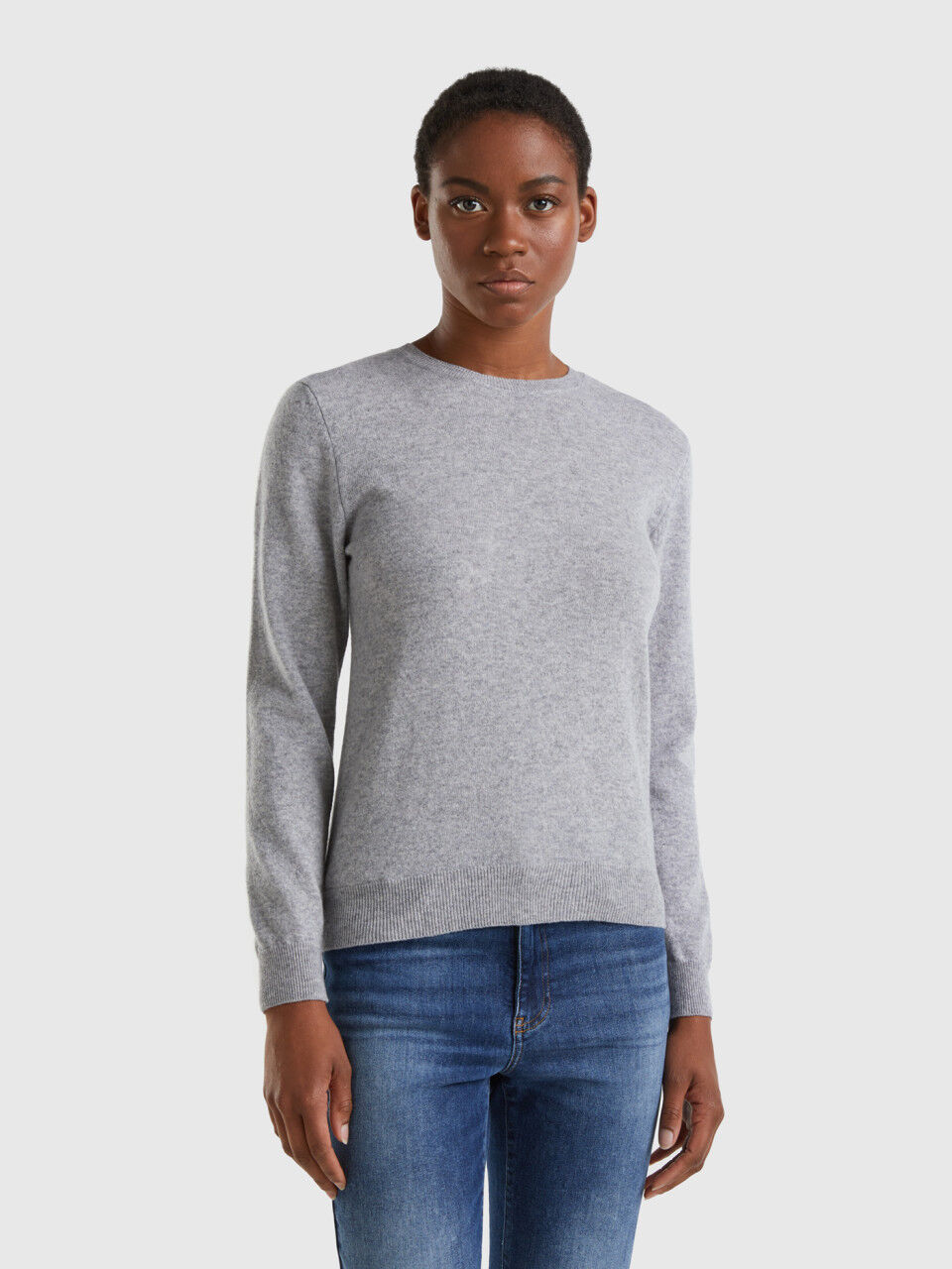Gray crew neck sweater women's best sale