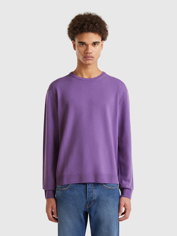 Jersey morado de pura lana merina Hombre