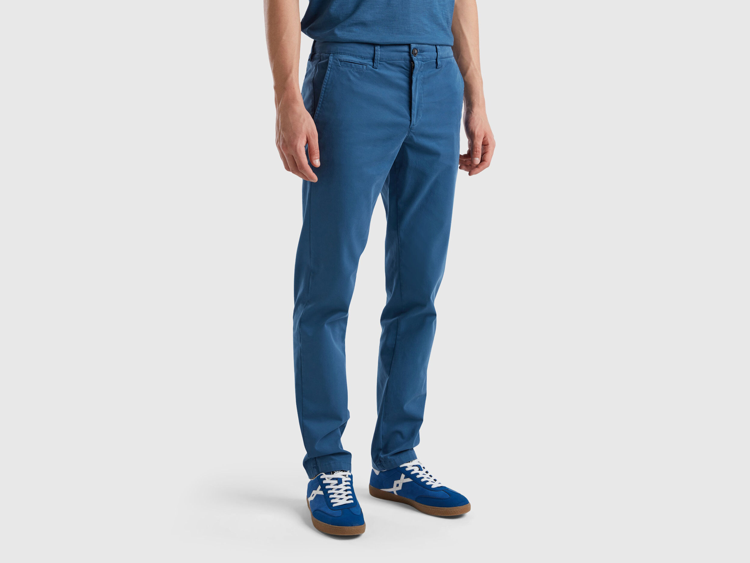 Air force blue slim fit chinos Air Force Blue Benetton