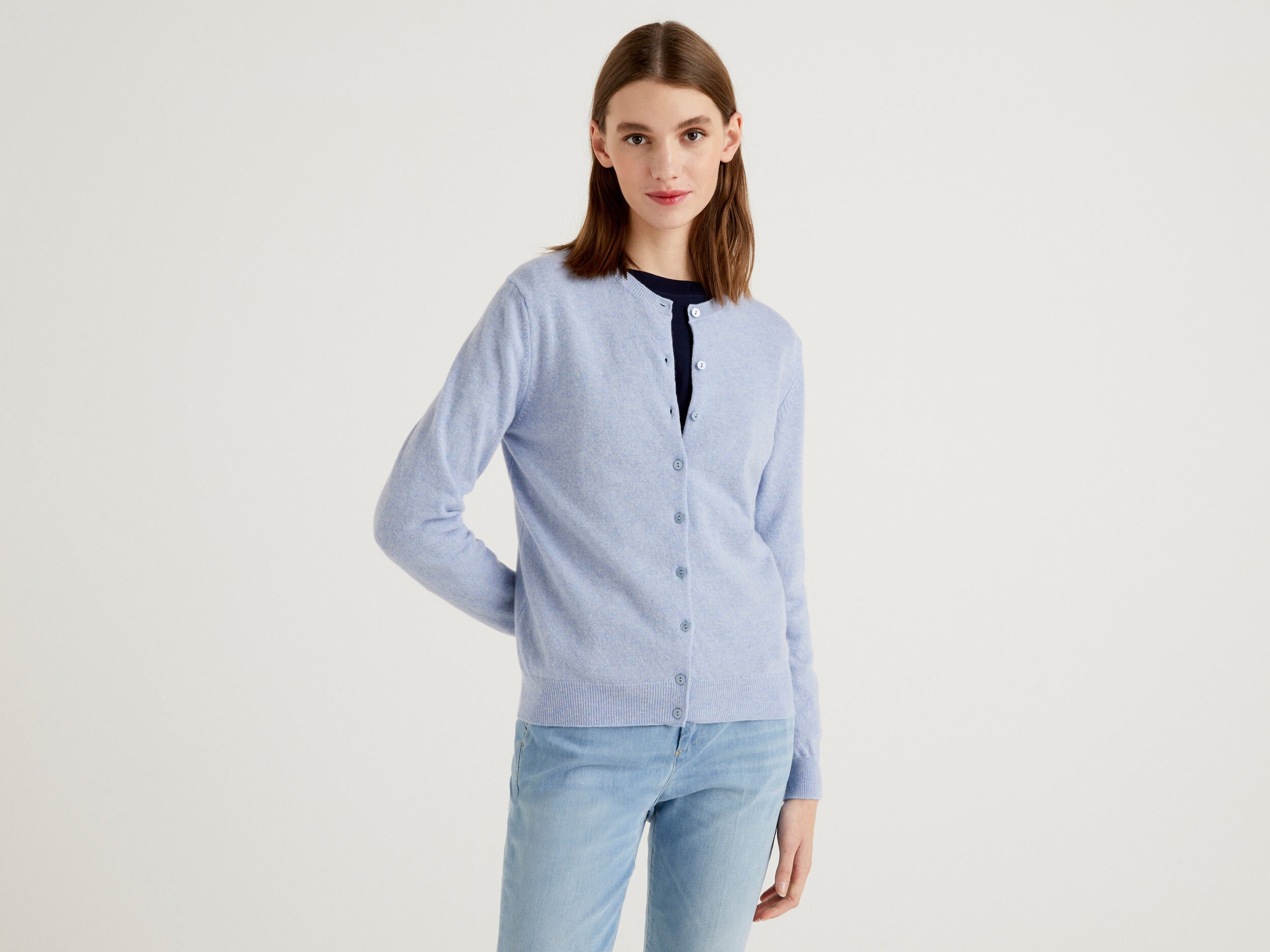 Pale blue cashmere online cardigan