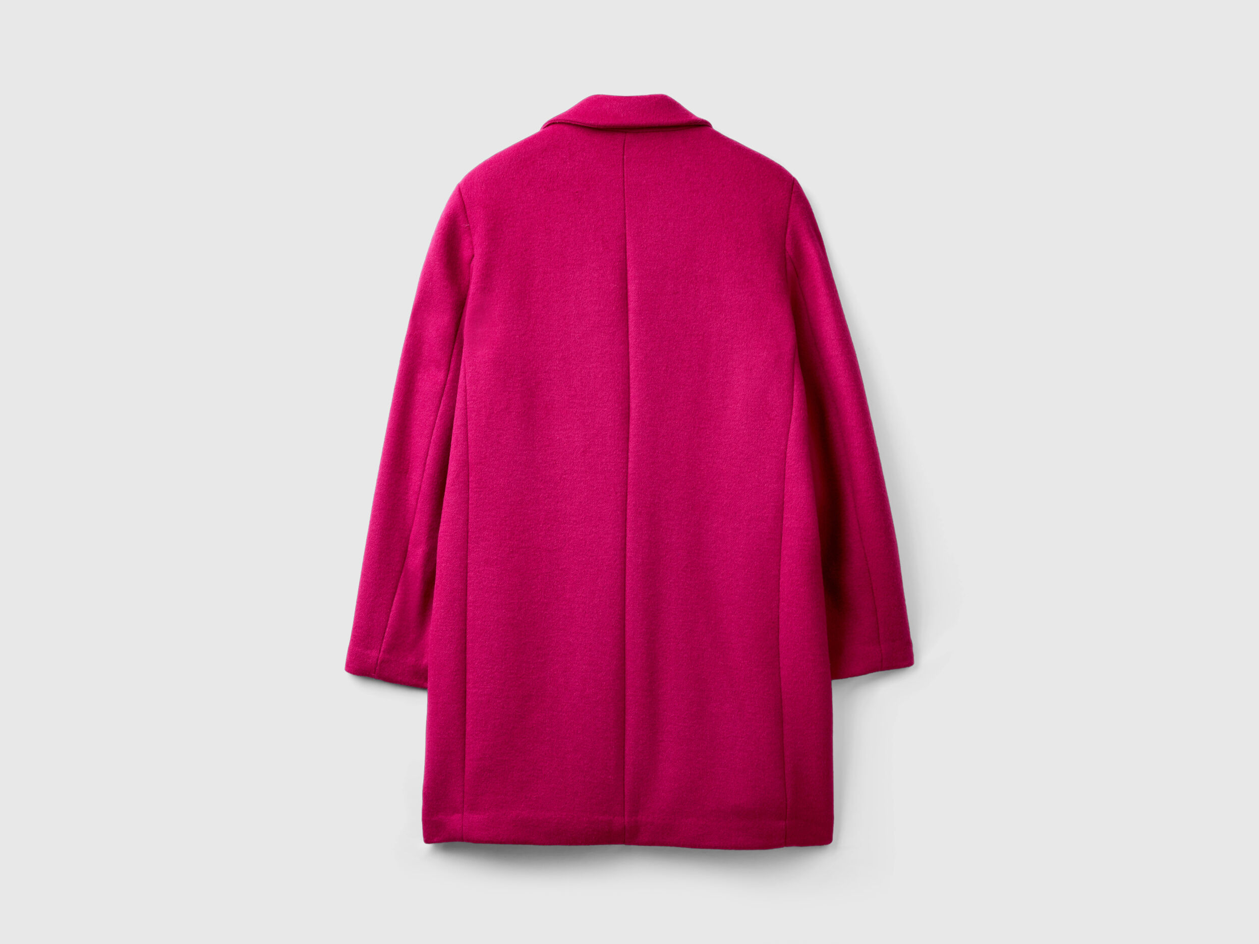 Short coat in wool blend cloth - Cyclamen | Benetton