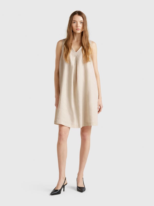 Vestido sin mangas de puro lino Mujer