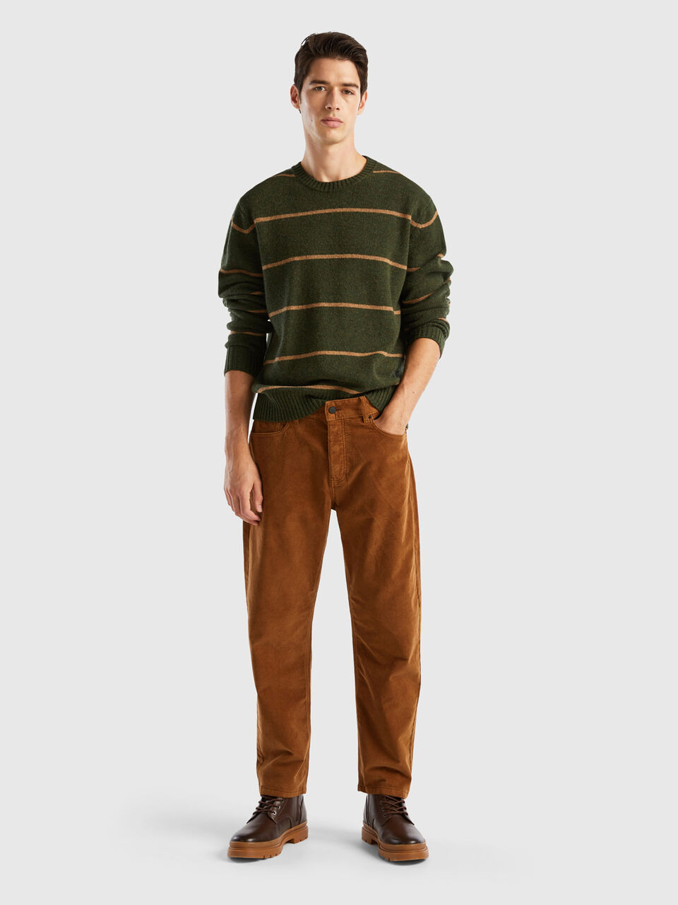CARROT FIT TROUSERS WITH BELT - camel