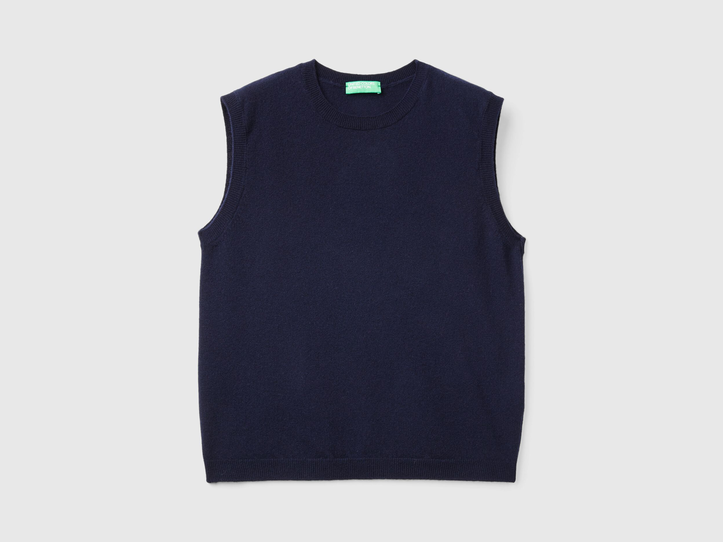 Midnight blue vest in pure Merino wool - Dark Blue | Benetton