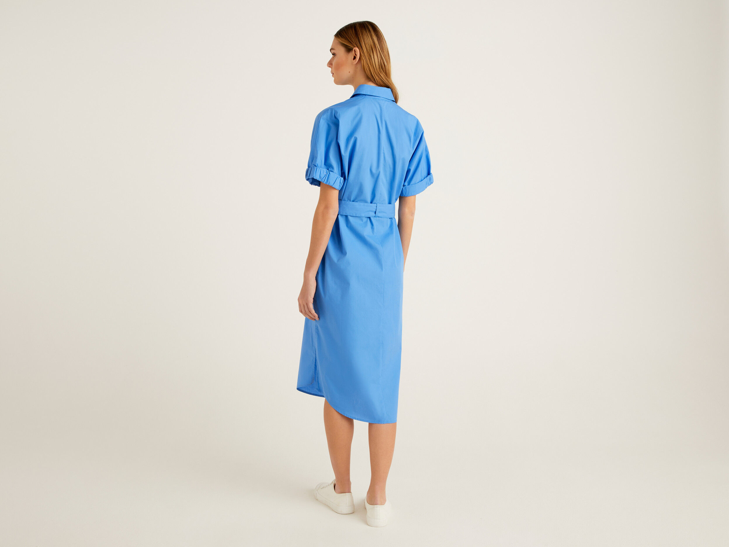 Blue shirt dress with belt clearance