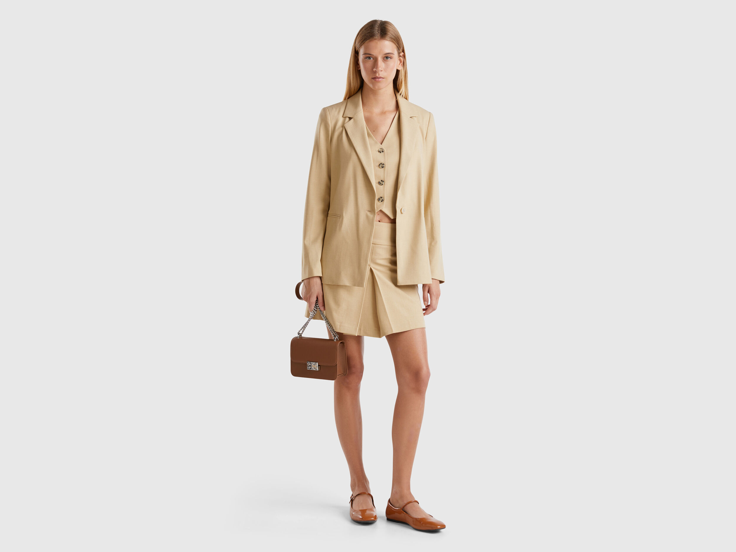 から厳選した Blazer Benetton | Beige - blend viscose stretch in ジャケット・アウター