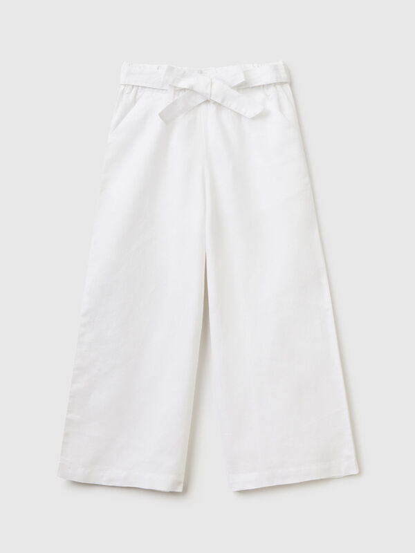 Palazzo trousers in linen blend