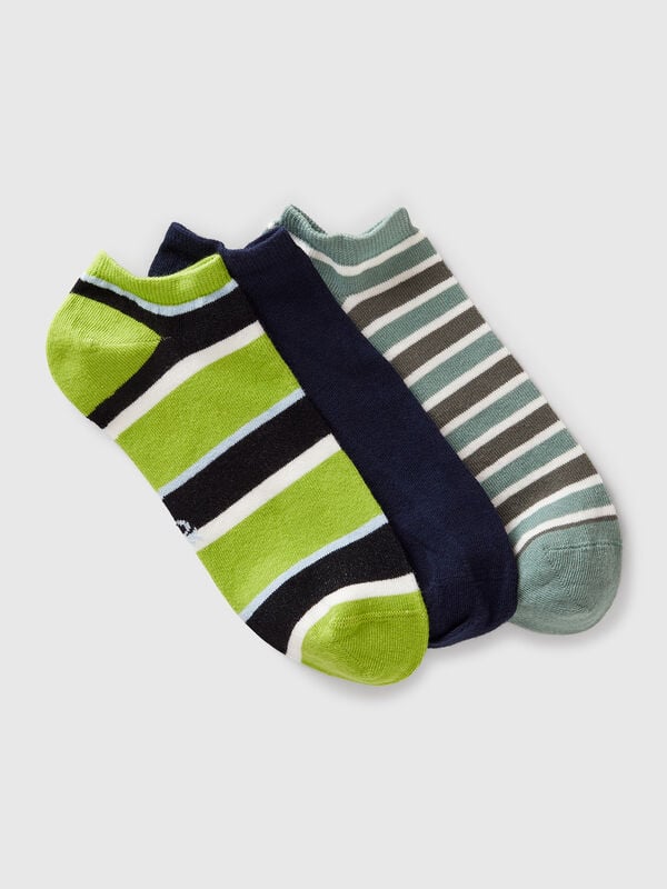 Three pairs of stretch cotton blend socks