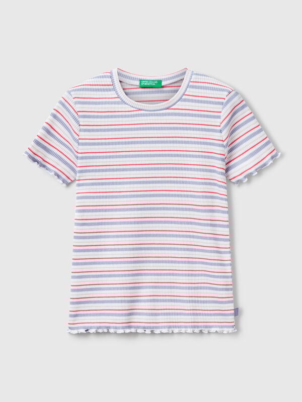 Striped stretch cotton t-shirt Junior Girl
