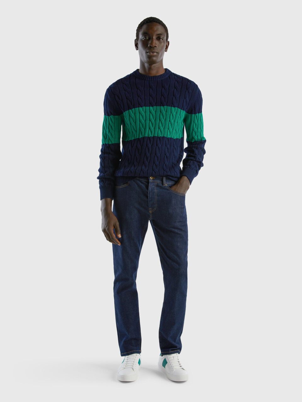 Green striped hot sale sweater mens
