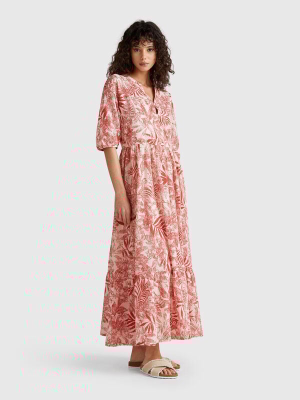 Dress with tropical print Women