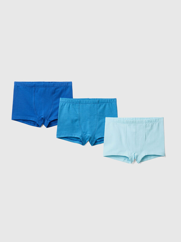 Three pairs of boxers in stretch cotton Junior Boy